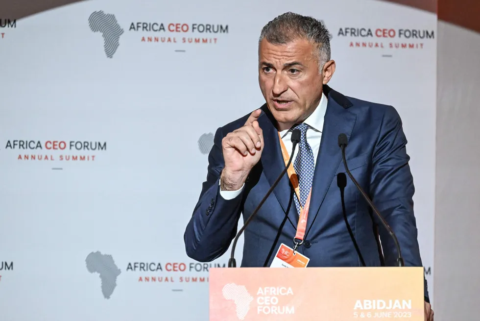Impressive progress: Guido Brusco, Eni's chief operating officer for natural resources, speaking in the Ivory Coast in mid-2023.