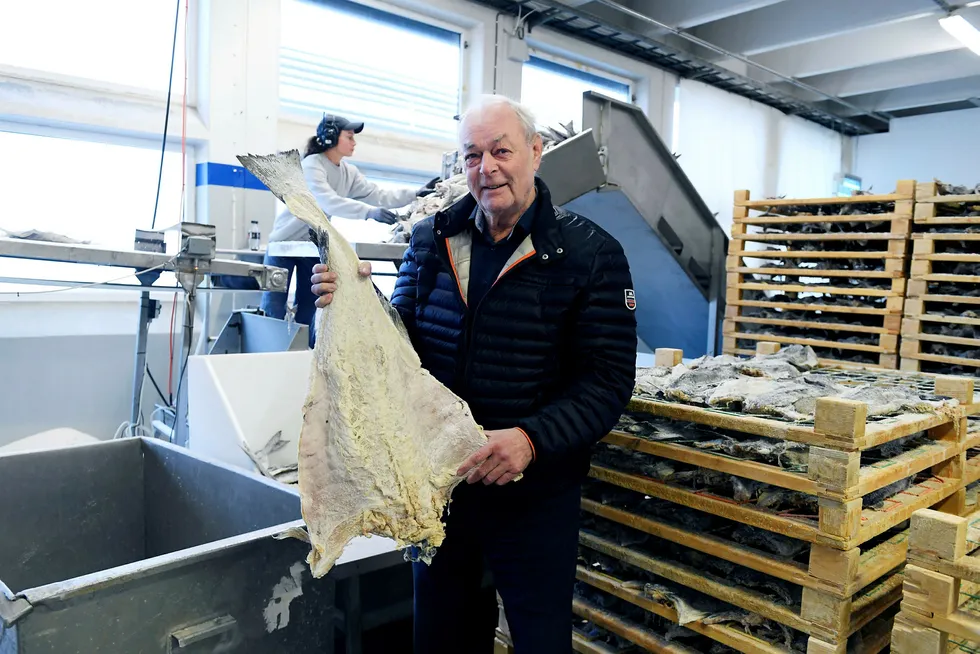 Anders Pedersen, som etter salget av oppdrettsselskapet Fjordlaks Aqua for en milliard i fjor, konsentrerer seg om klippfiskproduksjonen her i Ålesund og ved to anlegg i Nord-Norge. Foto: Morten Hjertø