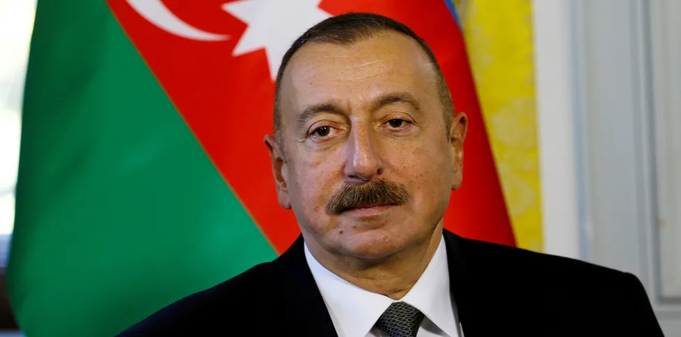 Ilham Alijev har vært president i Aserbajdsjan siden 2003. Han er sønn av den forrige presidenten. Landet var laksenorges største kunde i EØU i fjor, etter Belarus.
