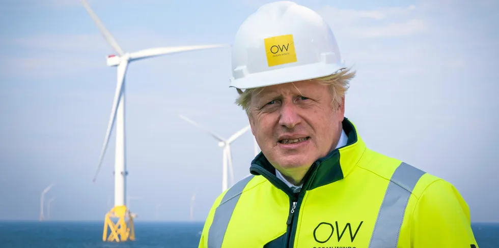 Boris Johnson visits a wind farm off Scotland.