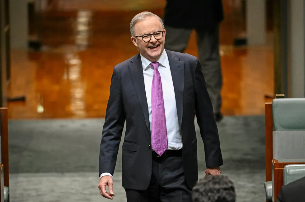 Australian Prime Minister Anthony Albanese arriving in Parliament ahead of today's Budget speech by Treasurer Jim Chalmers.