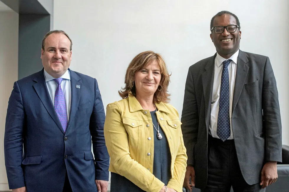 Team effort: Scottish Energy Minister Paul Wheelhouse, OGTC chief executive Colette Cohen and UK Energy Minister Kwasi Kwarteng