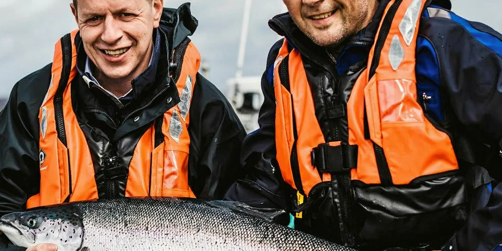 Scottish Seafarms MD Jim Gallagher (left) with Richard Darbyshire.