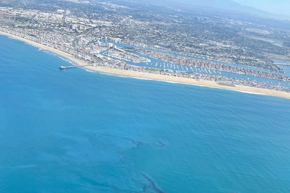 Costly spill: Huntington Beach fell foul to the spillage but Amplify says it has ‘worked diligently’ to repair the damage.