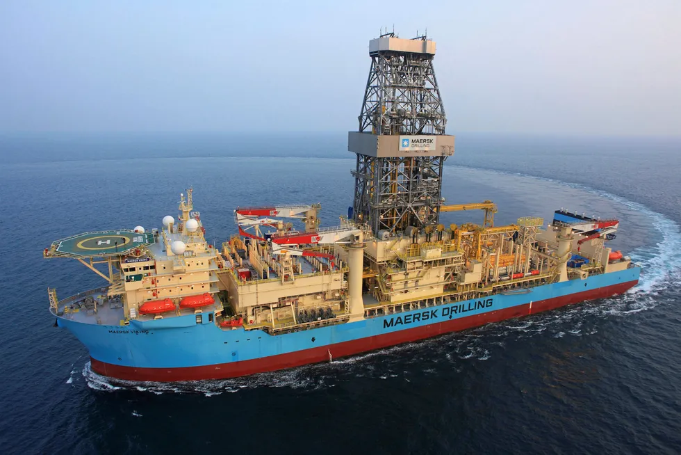 Working: the drillship Maersk Viking is drilling the well in about 2670 metres of water
