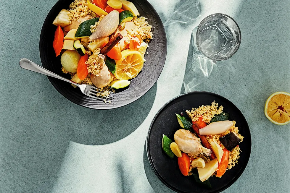 Couscous med kyllinglår og grønnsaker
