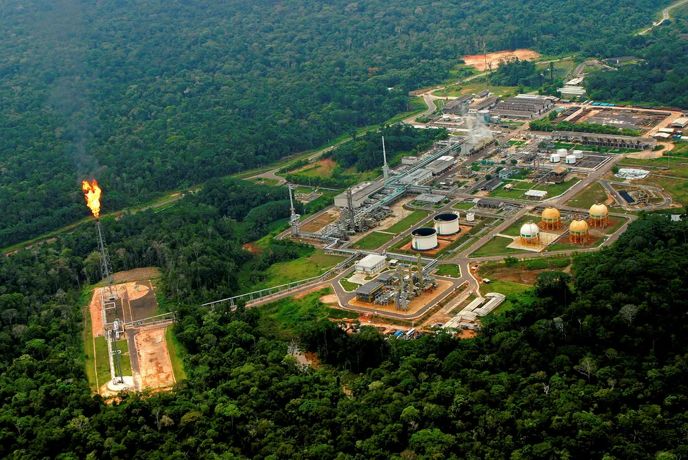 Asset sale: an aerial view of Petrobras' Urucu oil and natural gas plant in Brazil's Amazon jungle