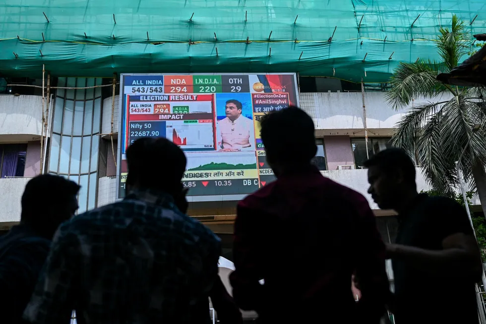 Mumbai-børsen stupte under opptellingen av stemmene etter valget.
