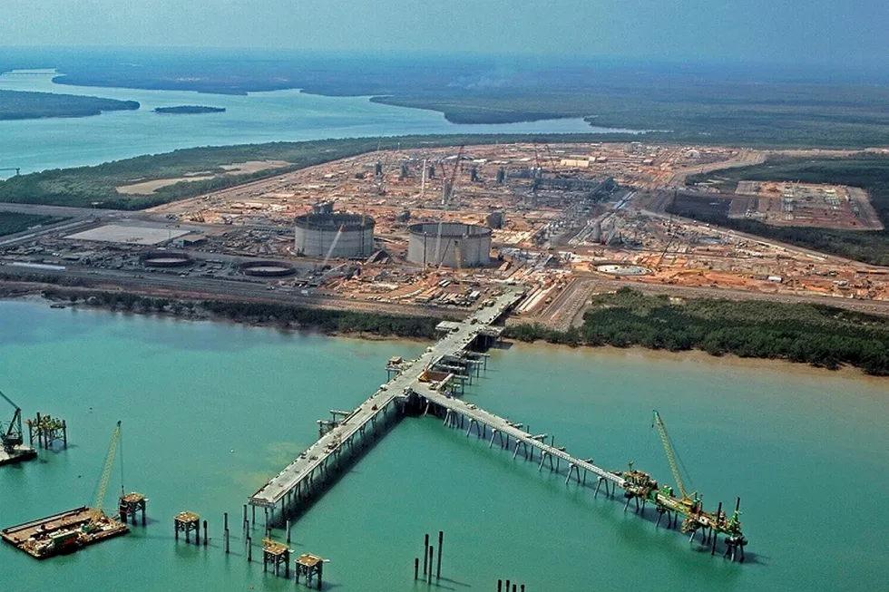 Construction of the Ichthys LNG project, seen in 2014