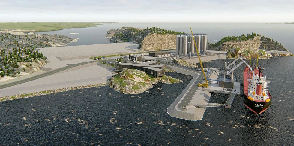 CGI of Northern Lights CCS project's coastal offloading station