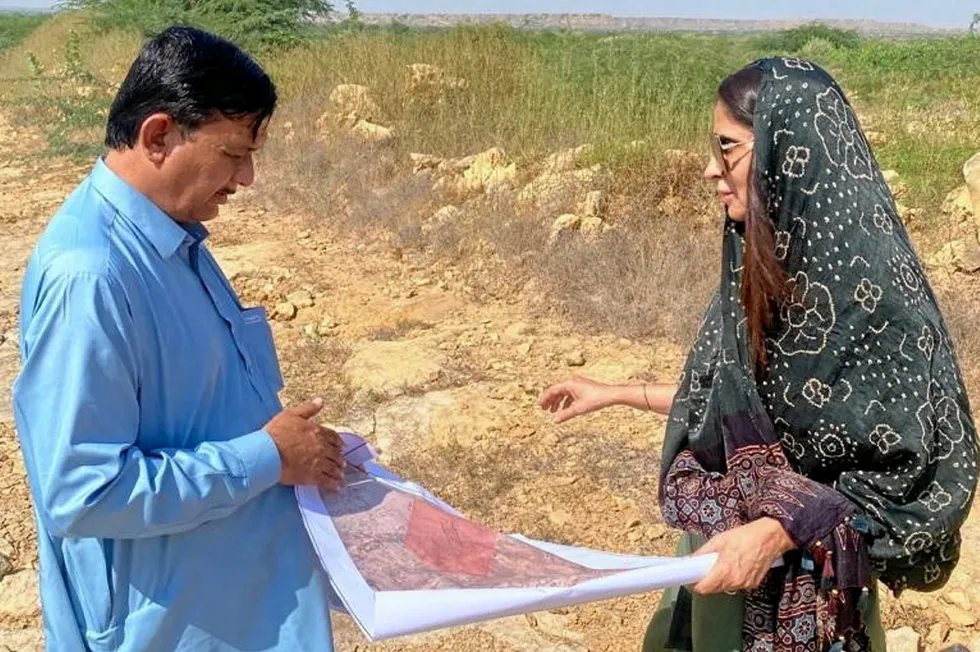 Oracle Power CEO Naheed Memon (right) at site in Pakistan purchased for green hydrogen project development.