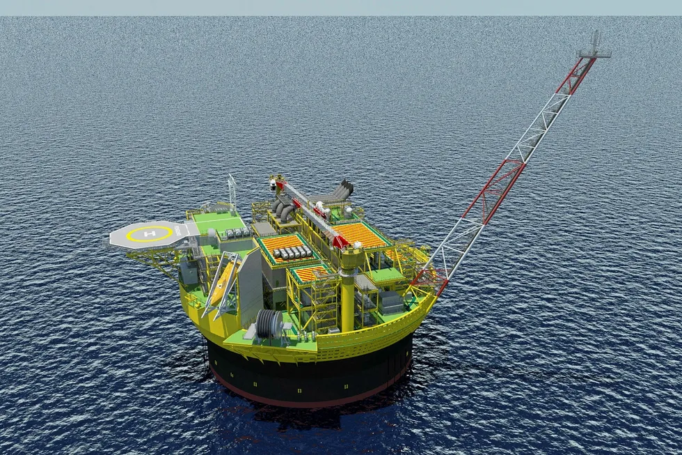 In the works: a rendering of the cylindrical FPSO for Shell's Penguins redevelopment project