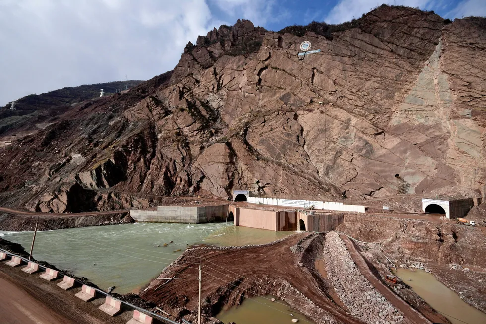 The Rogun hydroelectric dam on the Vakhsh River in southern Tajikistan.