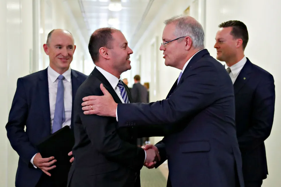 New leadership: Scott Morrison, second from right, will be Australia's next Prime Minster with Josh Frydenberg, second from left, to become Deputy Prime Minister