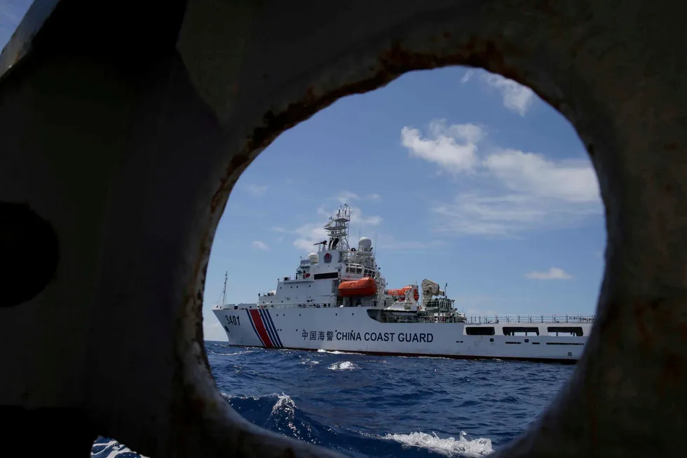 In the fleet: a China Coast Guard vessel in another disputed area of the South China Sea.