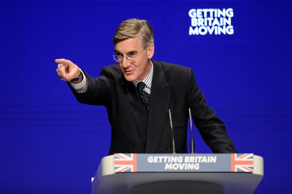 Energy secretary Jacob Rees-Mogg speaking at the Conservative Party conference in Birmingham this week.