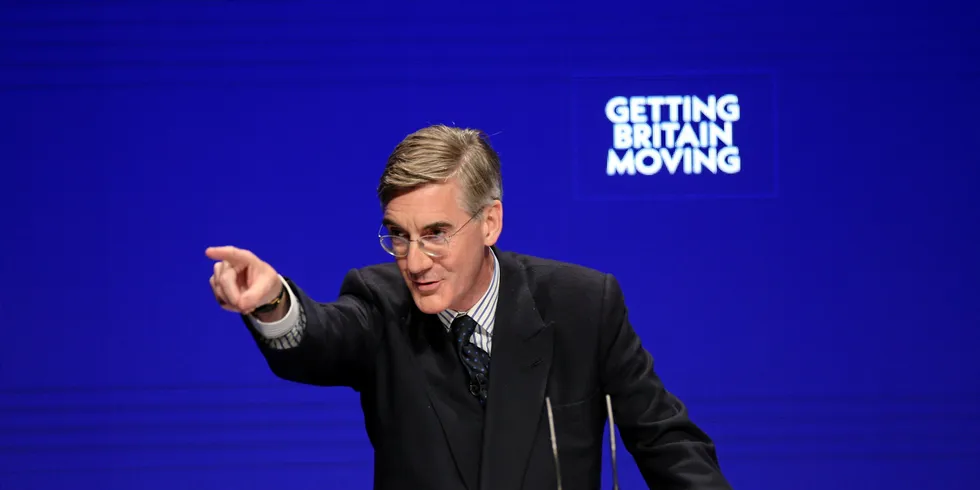 Energy secretary Jacob Rees-Mogg speaking at the Conservative Party conference in Birmingham this week.