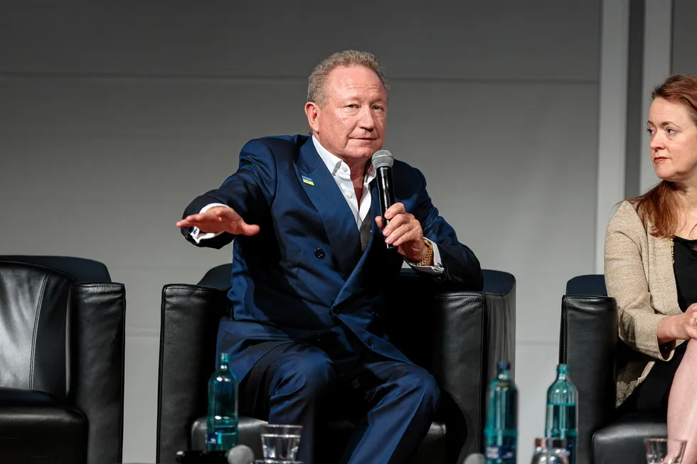 Australia's richest man, Andrew 'Twiggy' Forrest, speaking at the Green Hydrogen Global Assembly in Barcelona last year.