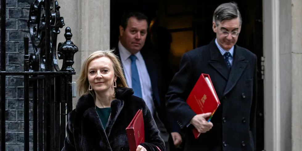 New UK Prime Minister Liz Truss pictured with (right) Jacob Rees-Mogg, tipped as the next energy secretary.