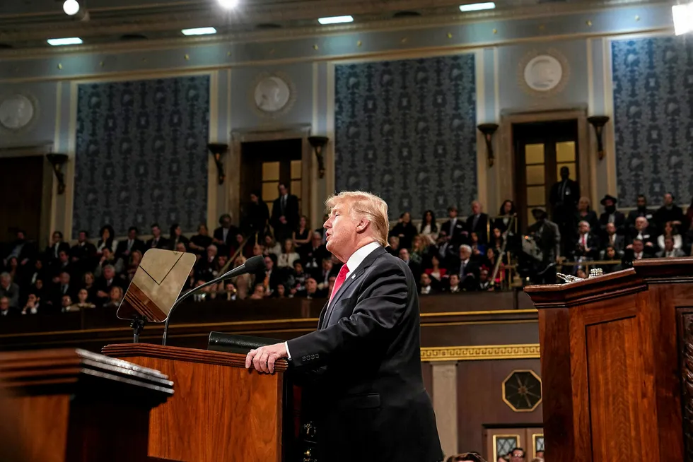 In the spotlight: US President Donald Trump delivers the State of the Union address in Washington, DC