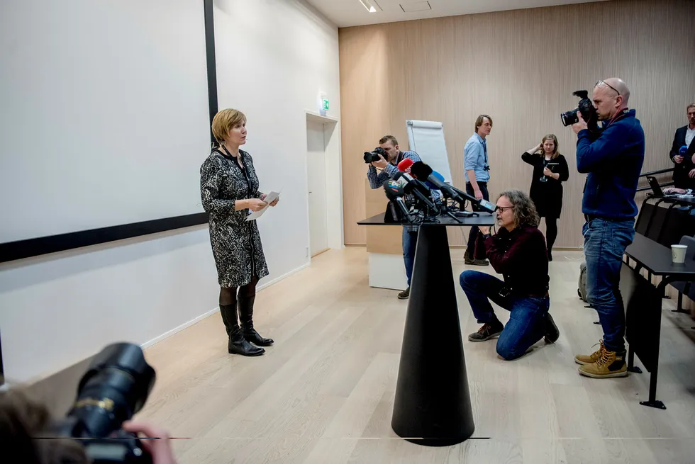 Christine Meyer under pressekonferanse i Statistisk sentralbyrå. Foto: Fartein Rudjord
