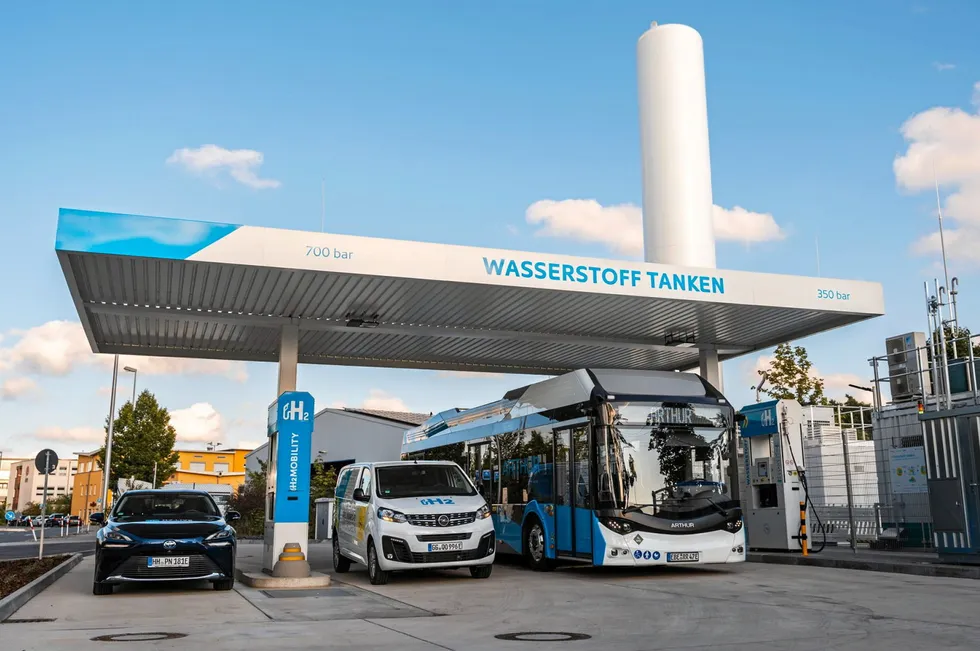 Hydrogen vehicles at an H2 filling station in Erlangen, Germany.