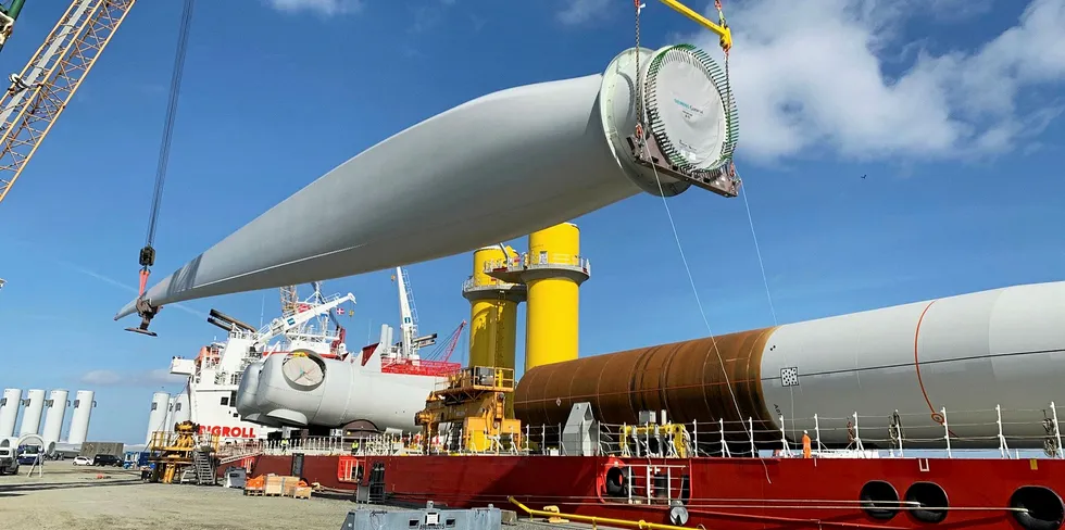 Blades for Dominion Energy's Coastal Virginia Offshore Wind project