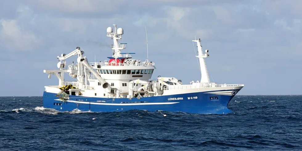 «Leinebjørn» var ett av cirka 50 fiskefartøy som jaktet makrell på Vikingbanken rett syd av Oseberg-feltet da seismikkskytingen pågikk.