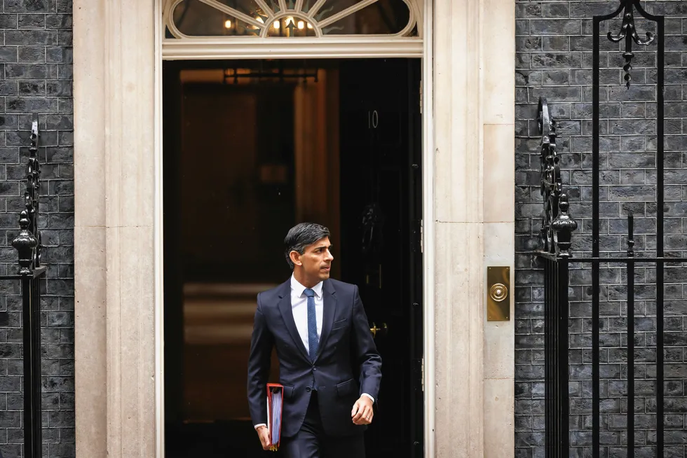 UK Prime Minister Rishi Sunak leaving 10 Downing Street earlier today.