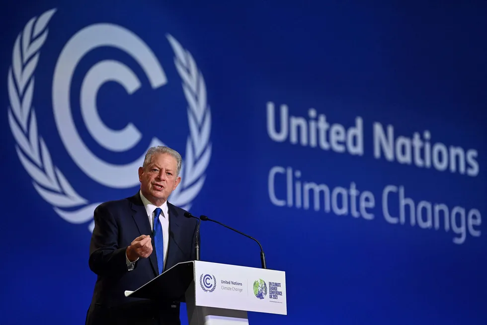 Warnings: former US vice president and climate campaigner Al Gore delivers a speech at the COP26 UN Climate Summit in Glasgow