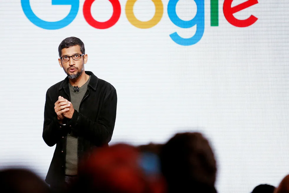 Google-sjef Sundar Pichai har valgt å sparke ingeniøren som mener kvinner er biologisk uegnet til å jobbe i bedriften. Foto: Beck Diefenbach/Reuters/NTB scanpix