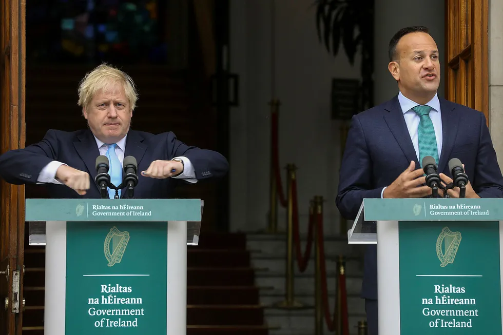Storbritannias statsminister Boris Johnson og Irlands statsminister Leo Varadkar møttes tidligere denne måneden i Dublin.