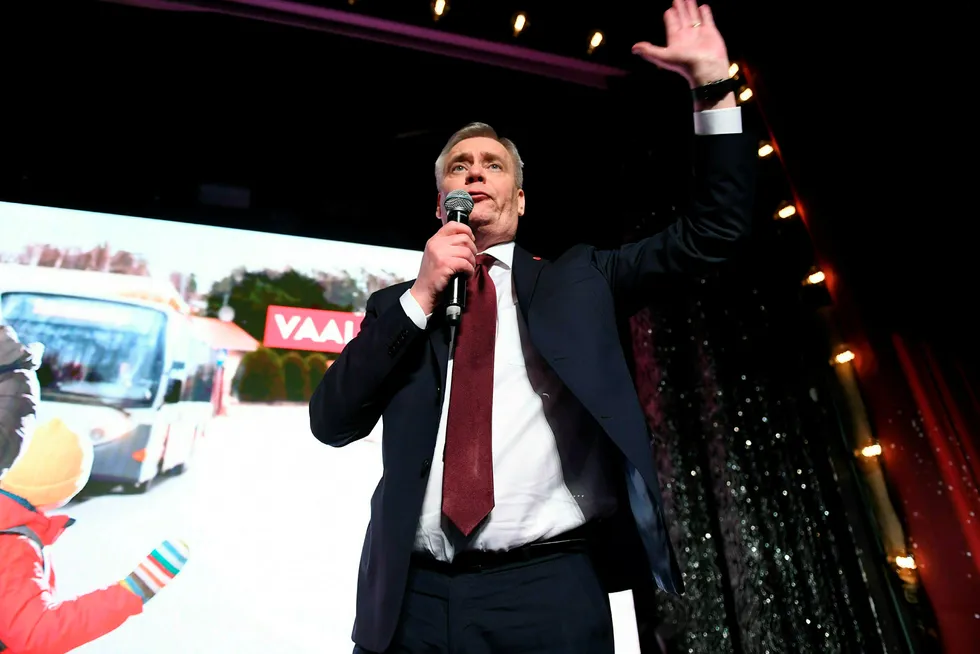 Det sosialdemokratiske partiet SDP med partileder Antti Rinne i spissen ble største parti i valget i Finland.