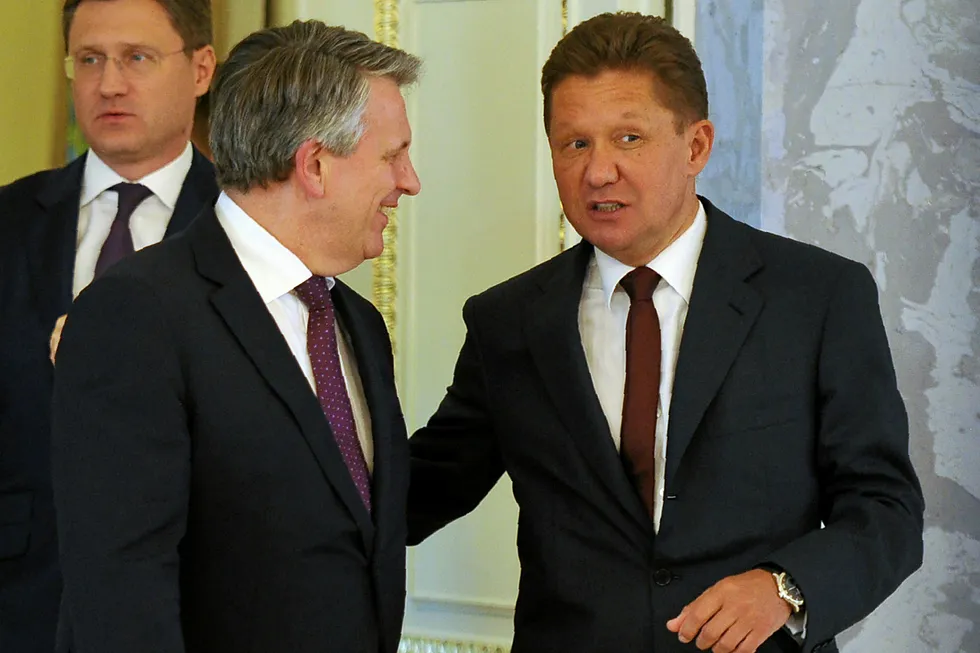 Progress: Shell chief executive Ben van Beurden (left) and Gazprom executive chairman Alexei Miller in Moscow last year
