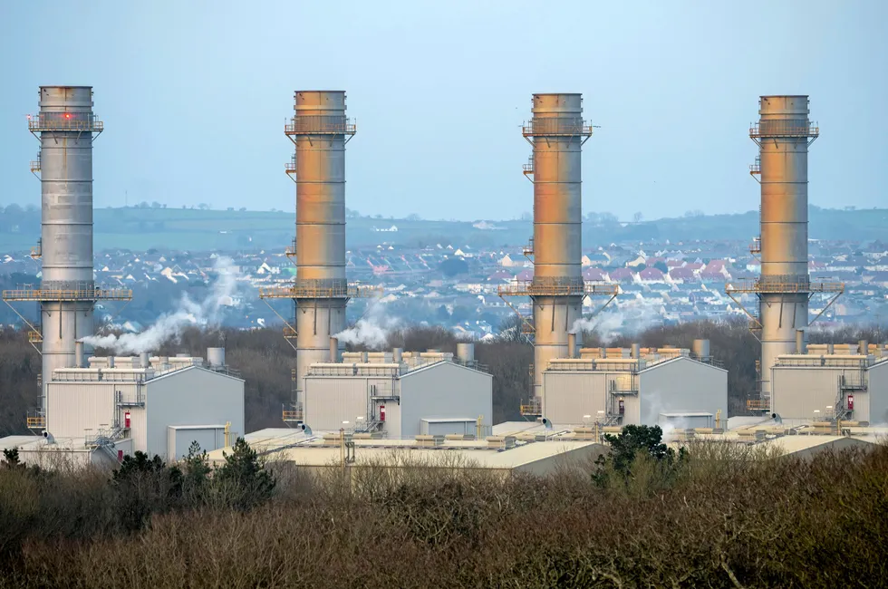 Pembroke power station, the UK's largest gas-fired power plant, in southwest Wales.
