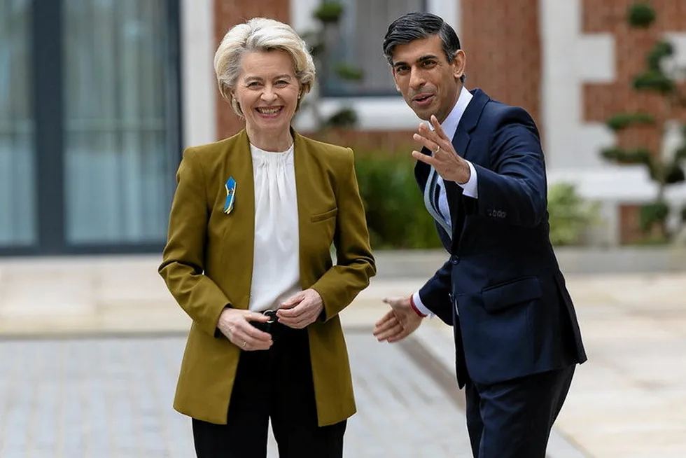 UK Prime Minister Rishi Sunak (left) and EU Commission President Ursula Von der Leyen have been credited with pulling off the impossible by reaching a revised deal for Northern Ireland.