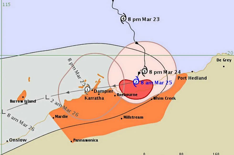 Evacuations: expected path of Cyclone Veronica