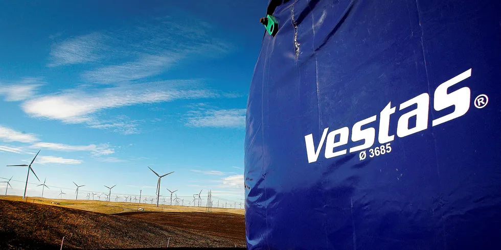Vestas components waiting to be assembled at the Sacramento Municipal Utility District (SMUD) wind power plant. Pic: Ken James/Bloomberg