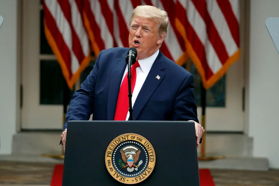 USAs president Donald Trump rettet knallhard kritikk mot WHO på pressekonferansen.