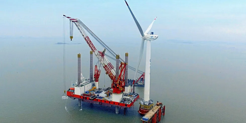 Chinese offshore turbines. China Three Gorges sees aquaculture fitting in nicely with its operations.