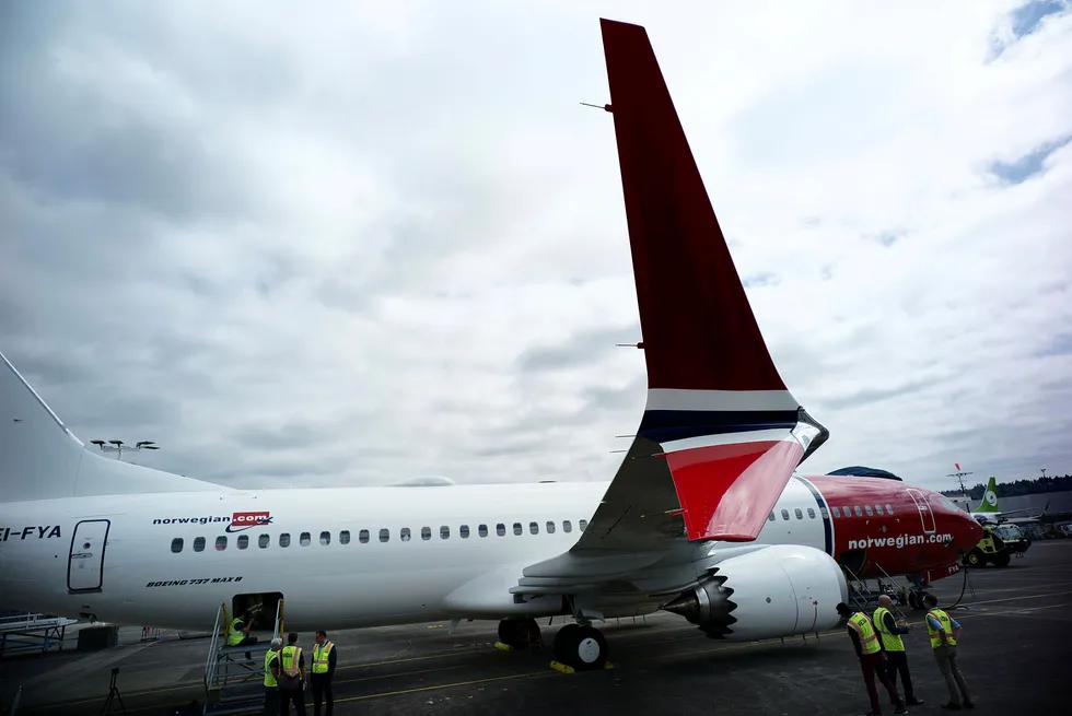 Norwegian, her representert med problemflyet Boeing 737 Max 8.