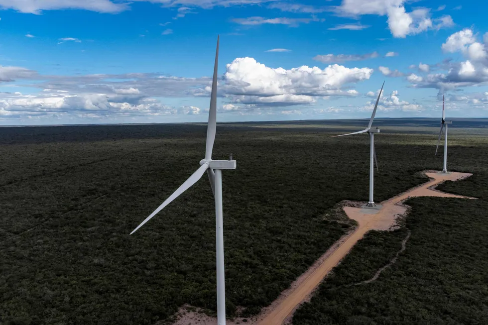 Wind power: The Canudos Wind Energy Complex in Bahia state, north-east Brazil.