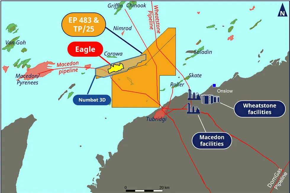 Location: the Eagle prospect off Western Australia and nearby fields and facilities