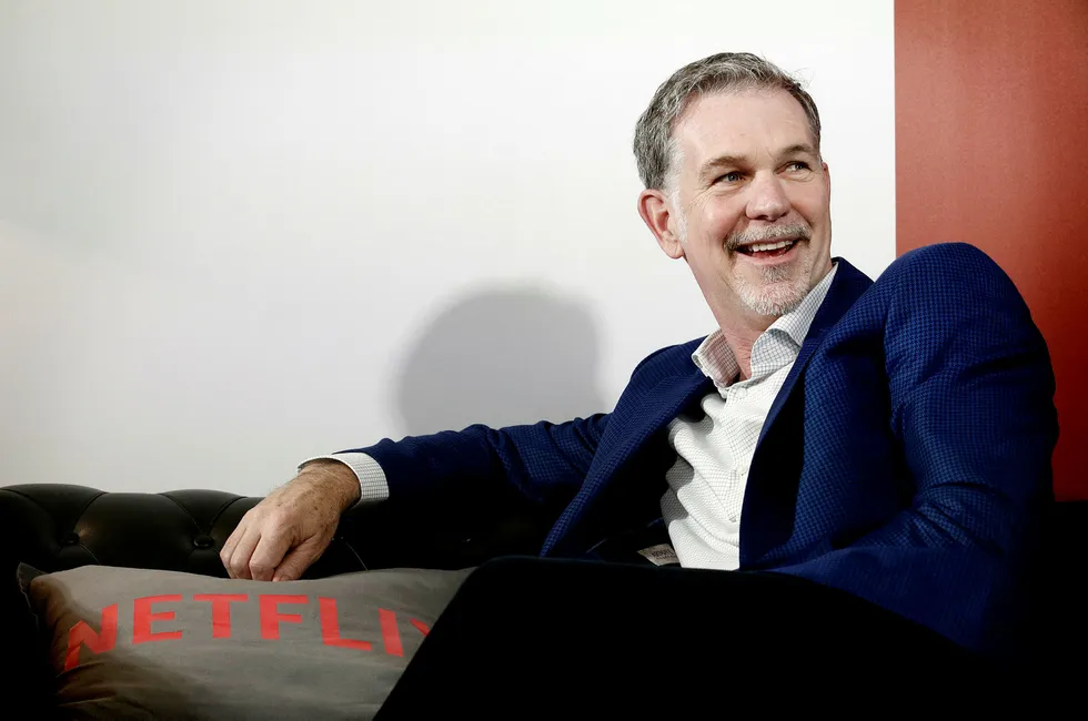 Gründer og sjef i Netflix, Reed Hastings, vil gjerne tilby flere norske filmer og serier til Netflix-brukere i hele verden. Foto: Fernandez Manu /AP/NTB Scanpix