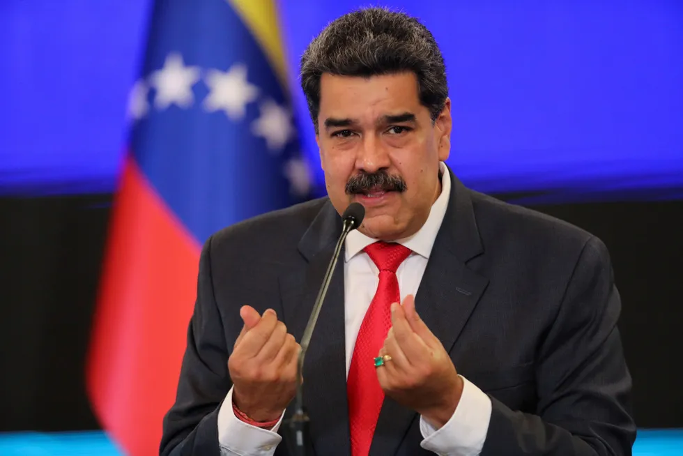 Claims: Venezuelan President Nicolas Maduro gestures as he speaks during a press conference in Caracas
