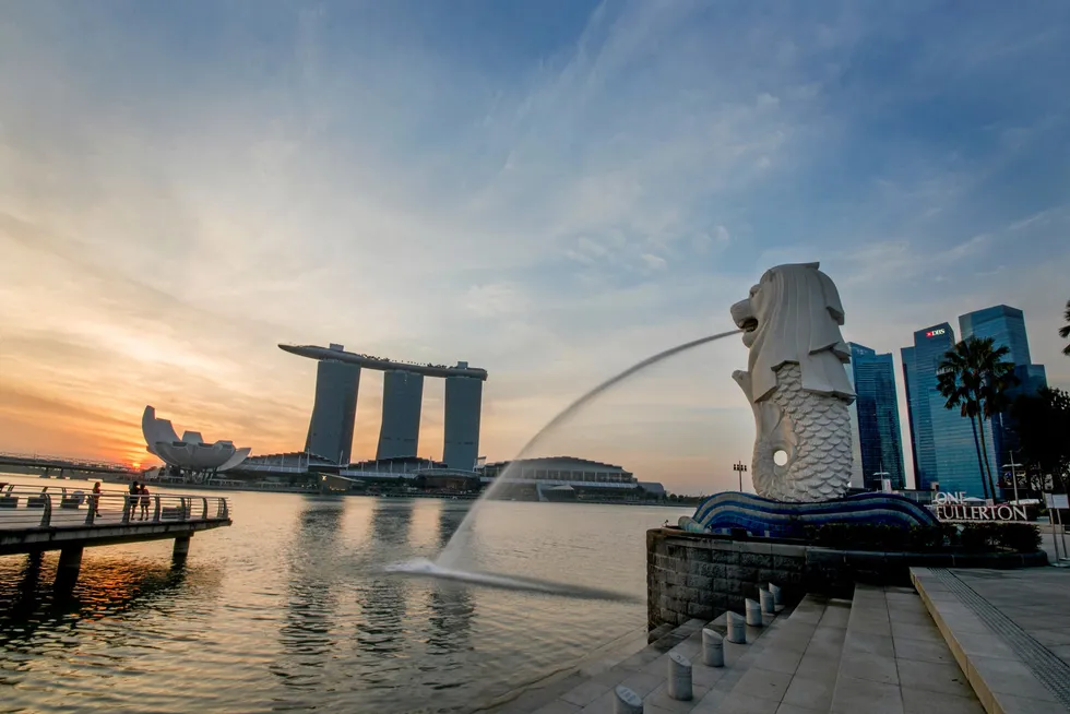 All eyes on Singapore: the view of the Merlion and Marina Bay district