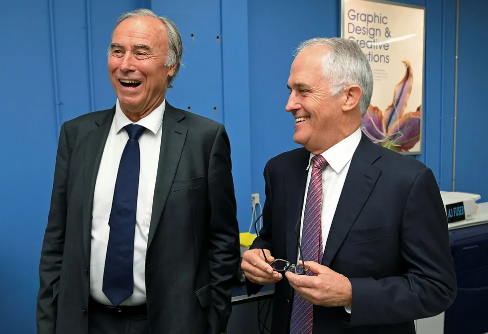 John Alexander samen med statsminister Malcolm Turnbull under et besøk i Sidney. Foto: STRINGER