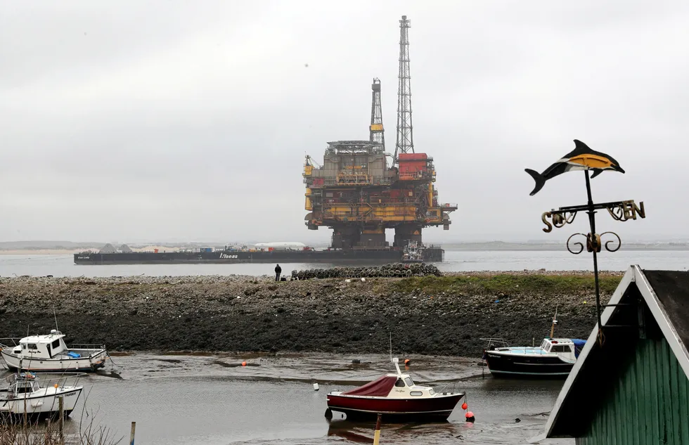 End of the line: Shell's Brent Delta oil platform is towed into Hartlepool in 2017 for decommissioning