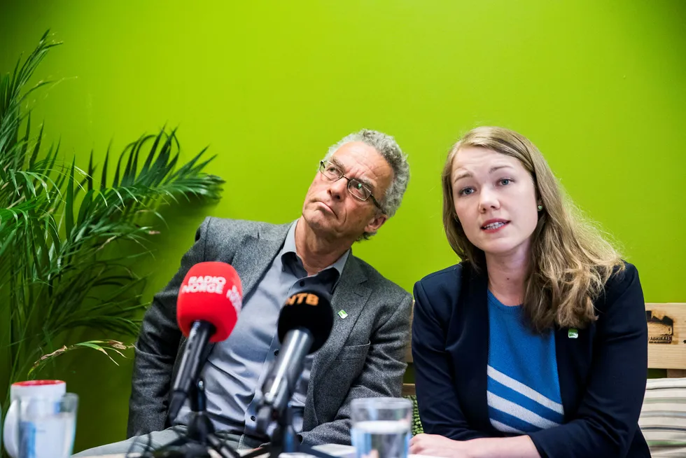 MDG ligger for tiden et stykke under sperregrensen. De nasjonale talspersonene Une Aina Bastholm og Rasmus Hansson møtte pressen tirsdag i forkant av partiets landsmøte.