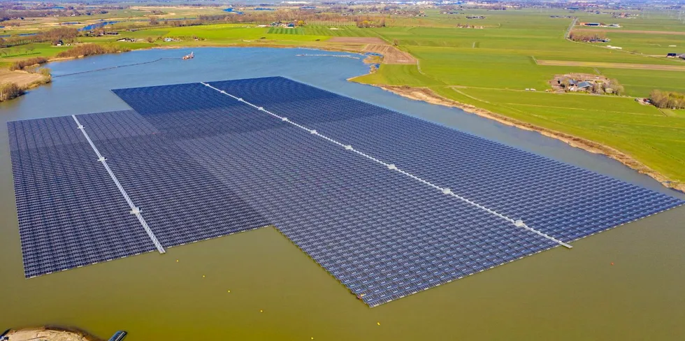 Bomhofsplas floating PV array in the Netherlands.